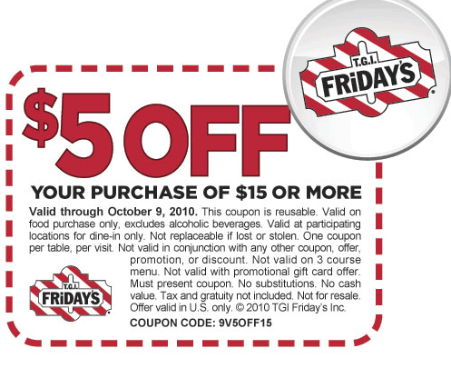 coupon for TGI Friday's.
