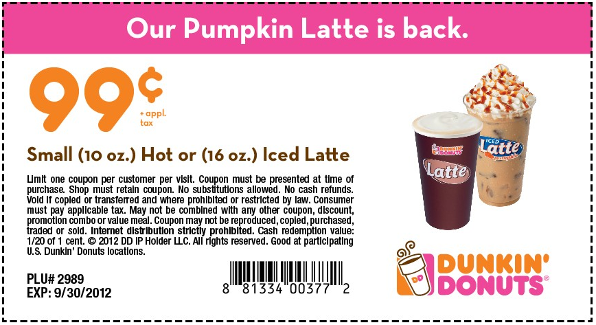 Hot 6 New Dunkin Donuts Coupons 0 99 Latte And More Living Rich With Coupons