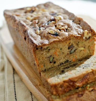 Zucchini bread with carrots and walnuts