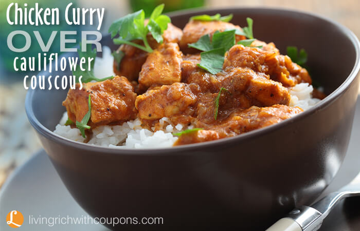 Chicken Curry Over Cauliflower Couscous
