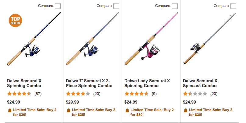 Daiwa Samurai X Spinning Fishing Rod and Reel Combo 2 For $30 +