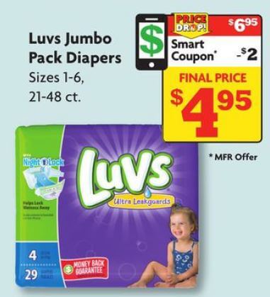 Luvs Jumbo Pack Diapers as low as $4.95 at Family Dollar!