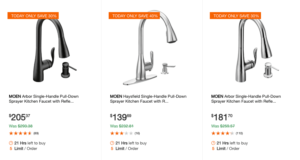 Home Depot Up To 40 Off Select Moen Kitchen Faucetsliving Rich