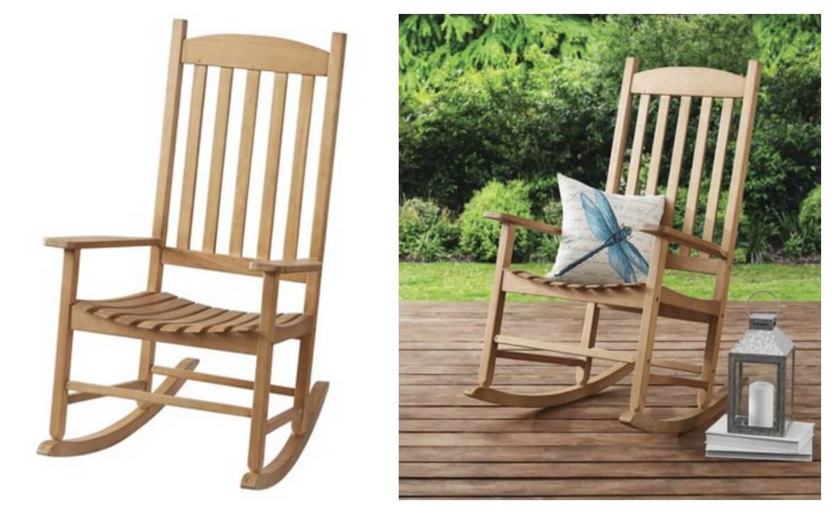 Mainstays Solid Wood Slat Outdoor Rocking Chair 69 97 Reg 87