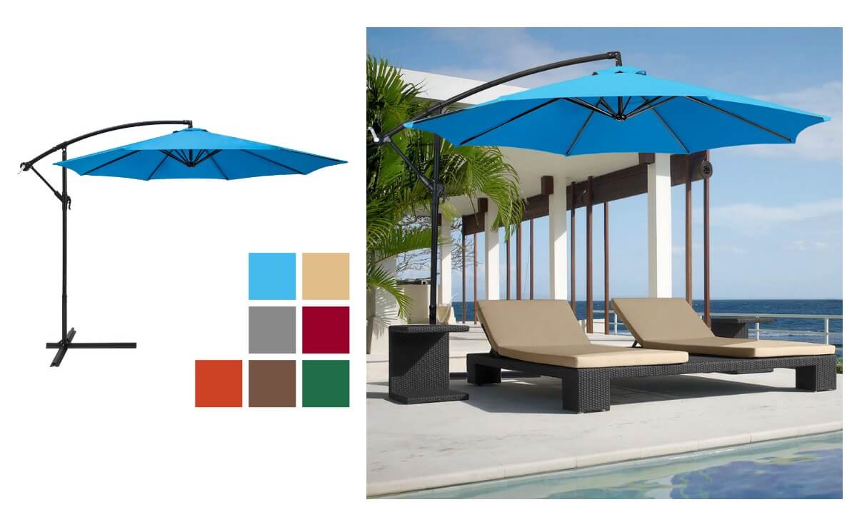 best choice products 10ft offset hanging outdoor market patio umbrella