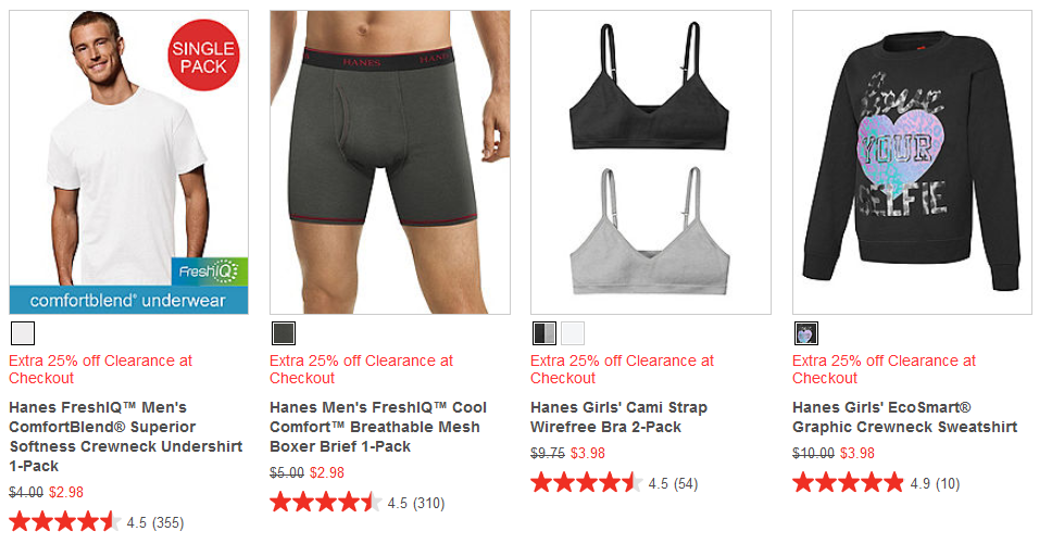 Extra 25% Off Hanes Clearance + Free Shipping – Hanes X-Temp