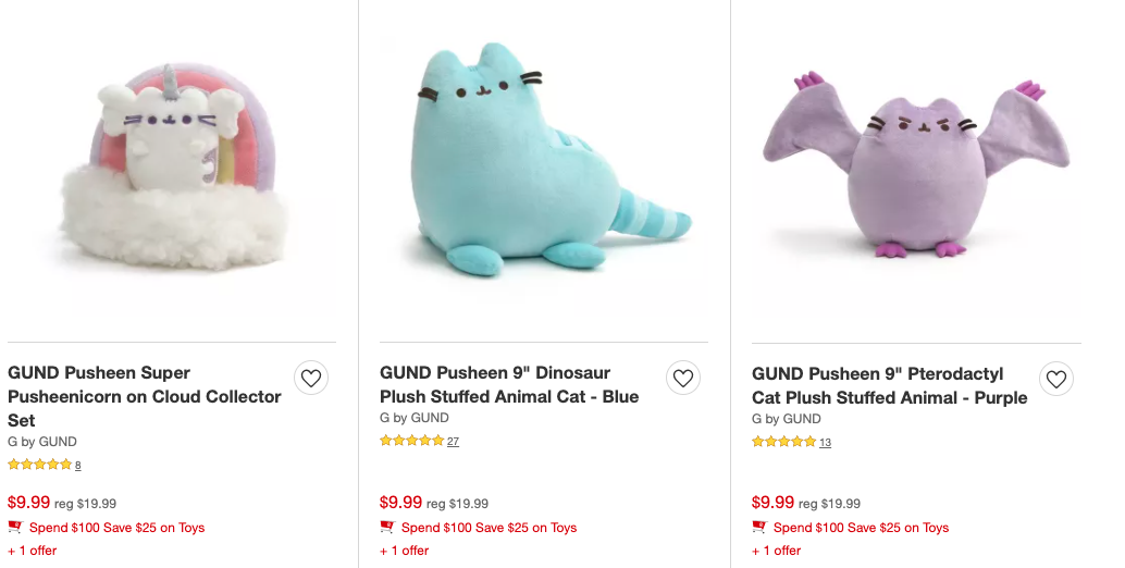 GUND Pterodactyl Pusheen Dinosaur Cat Plush Stuffed Animal Purple 9 for sale online 