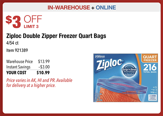 Ziploc Double Zipper Quart Freezer Bags, 216 Count 216 Clear