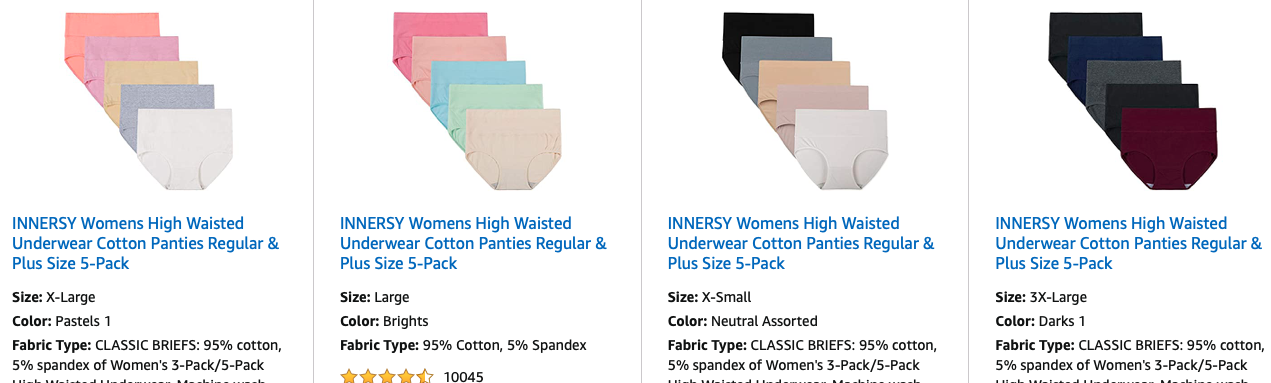 30% Off INNERSY Womens High Waisted Underwear Cotton Panties 5-Packs XS-3X