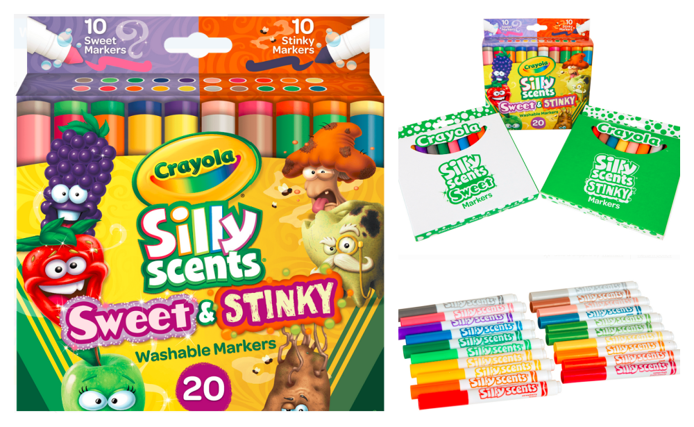 Crayola Silly Scents Sweet & Stinky Scented Washable Markers, 20