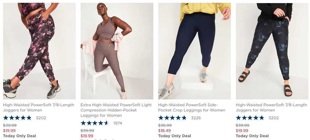 Today Only! Old Navy 50% Off Women's and Girl's Powersoft Leggings, Shorts,  or Joggers