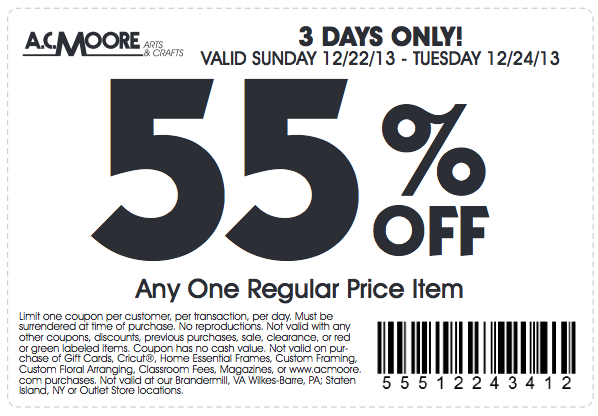 A C Moore Coupon 55 Off One Item Living Rich With Coupons