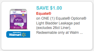 New $1/1 Equate Options Pads Coupon + a Walmart Deal! | Living Rich ...