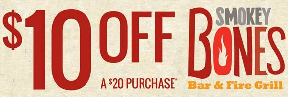 Smokey Bones Coupon: $10 off $20 Purchase! | Living Rich With Coupons®