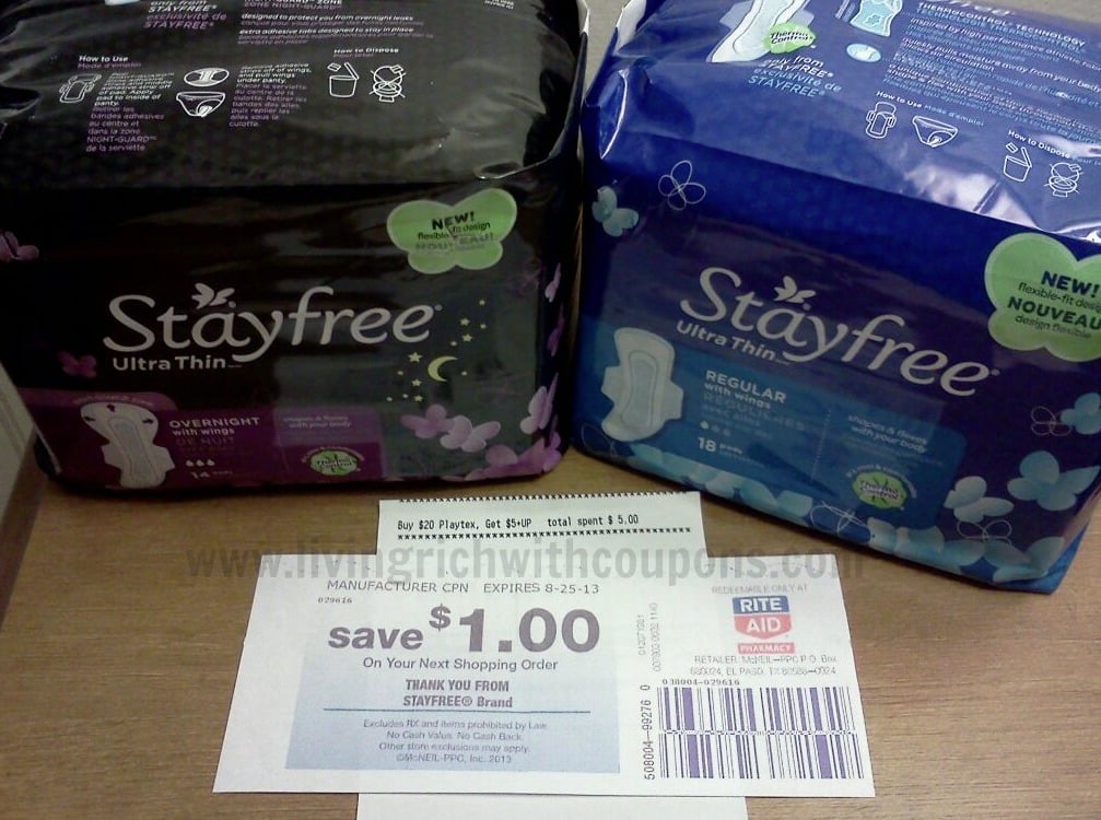 FREE Stayfree Pads Rite Aid Money Maker Deal Living Rich With Coupons®
