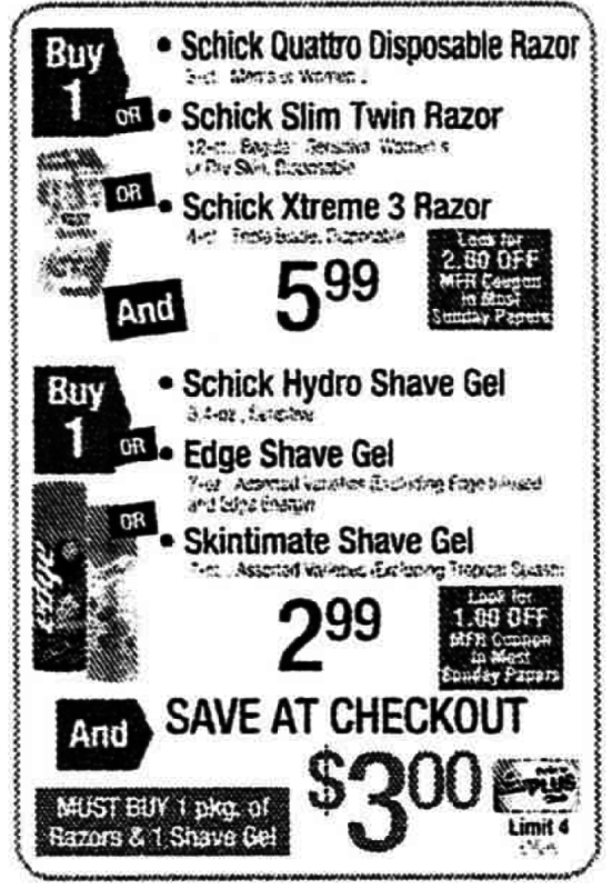 Schick Disposable Razors & Skintimate Shave Gel Just 0.74 at ShopRite