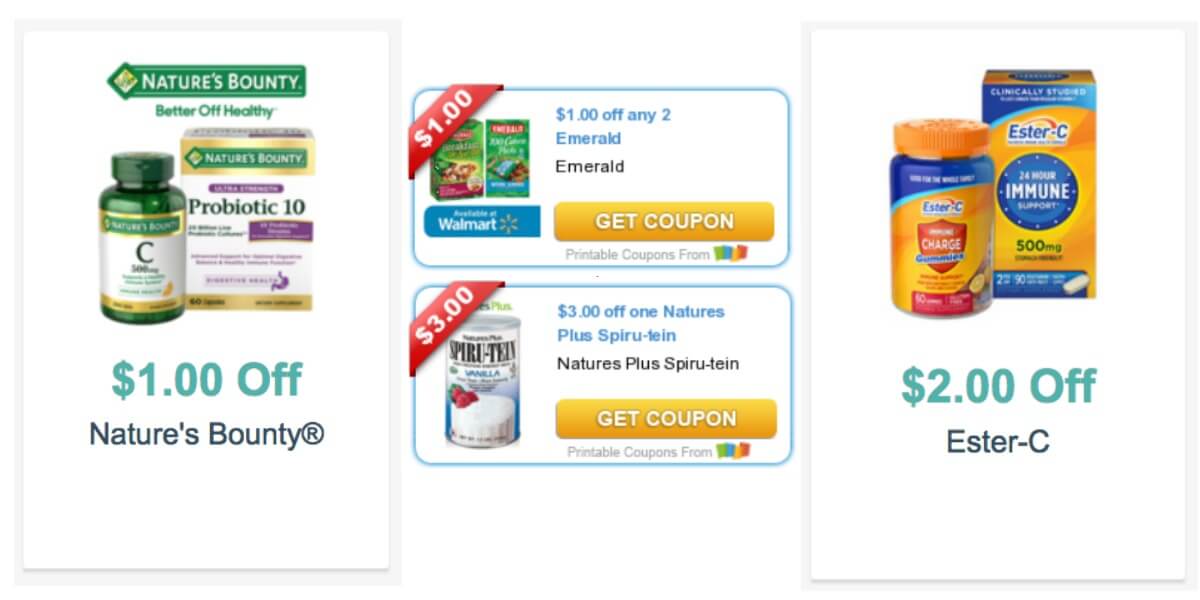 Today’s Top New Coupons Savings from Emerald Nuts, Nature’s Bounty