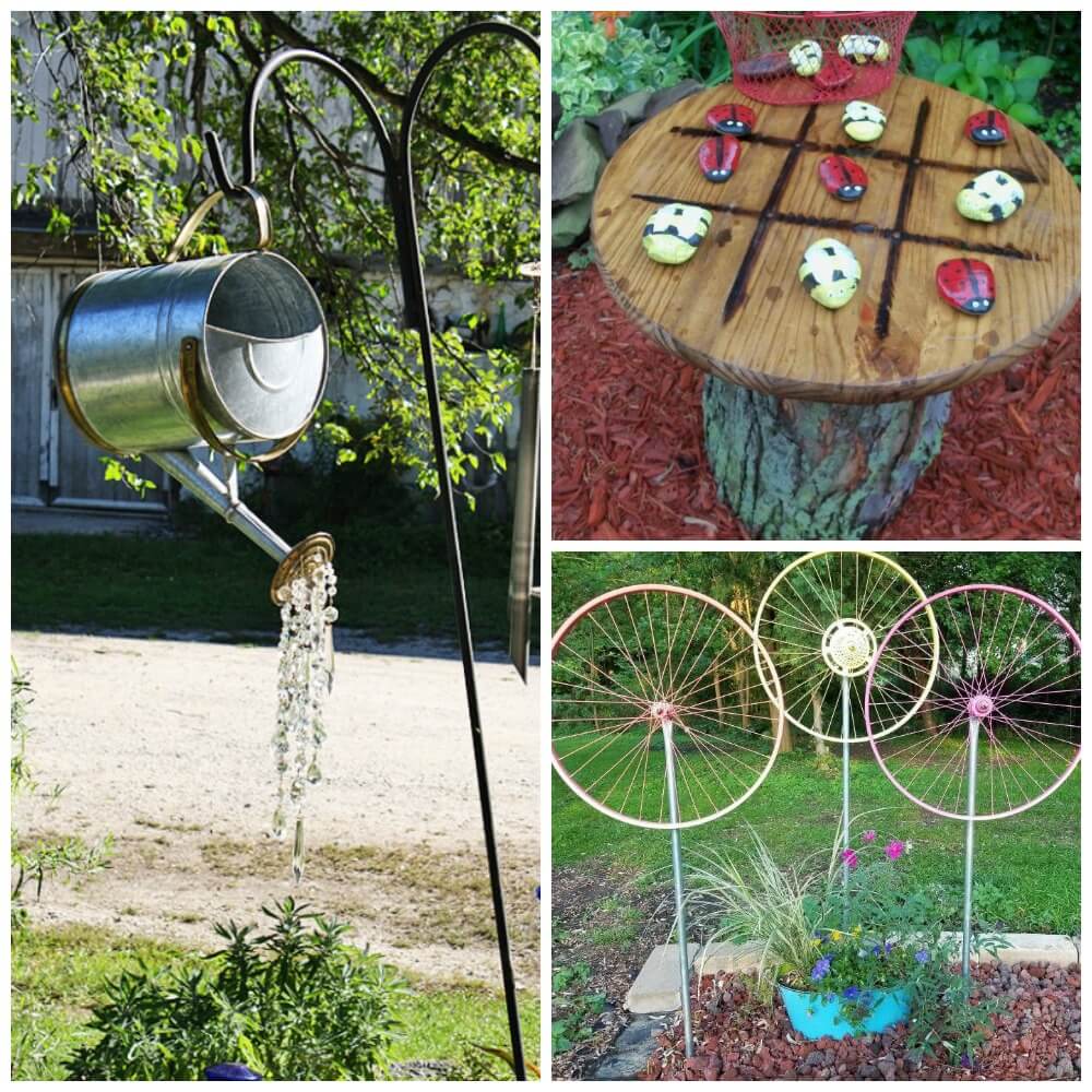 15 DIY Garden Decor Ideas - Watering Can, Spin WheelLiving ...