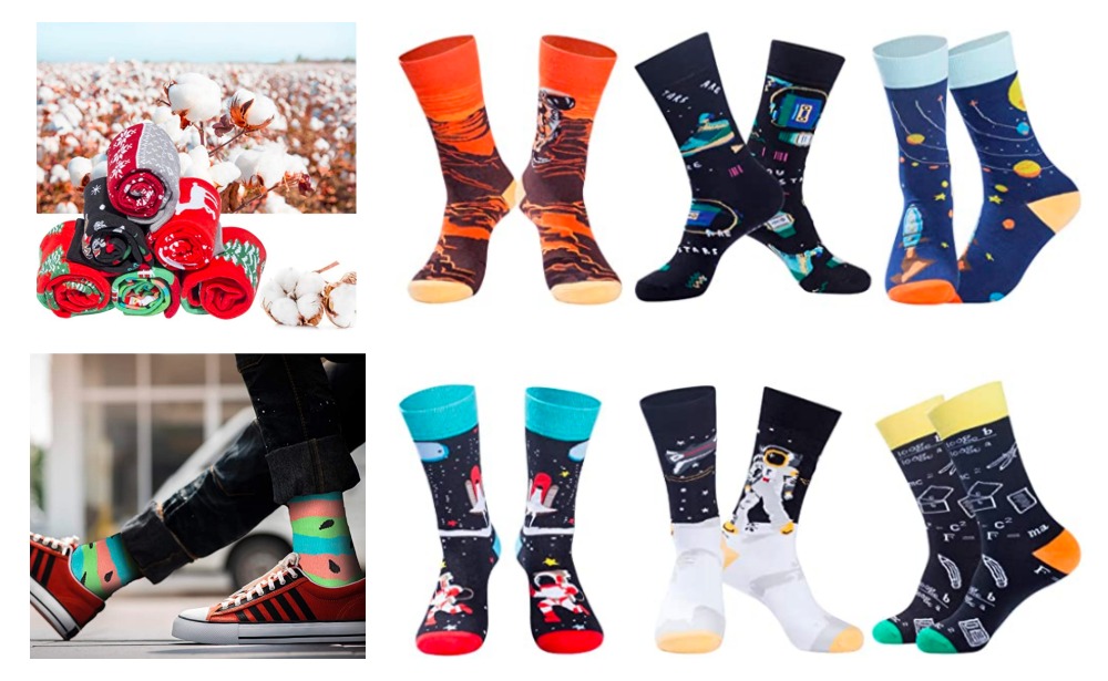Half Price Code! Men’s or Women’s Colorful Fun Novelty Crew Patterned Socks 6 Pairs {Amazon}