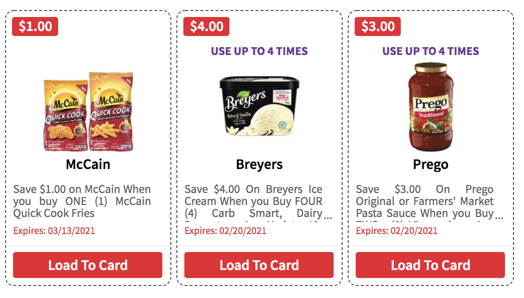 Over 214 in New ShopRite eCoupons Save on McCain, Breyers, Prego
