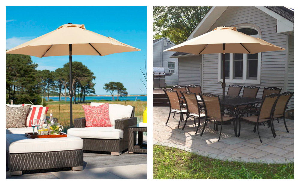 SmileMart 7.5 Foot Patio Umbrella with Crank and Push Button to Tilt