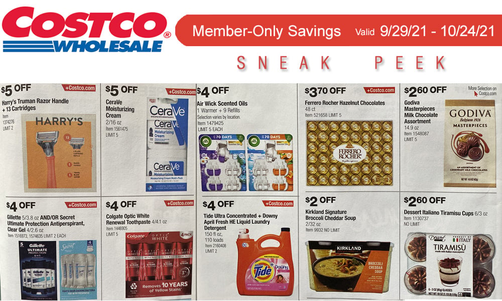 Costco Sneak Peek Members Only Savings 9/29 10/24/21 Living Rich