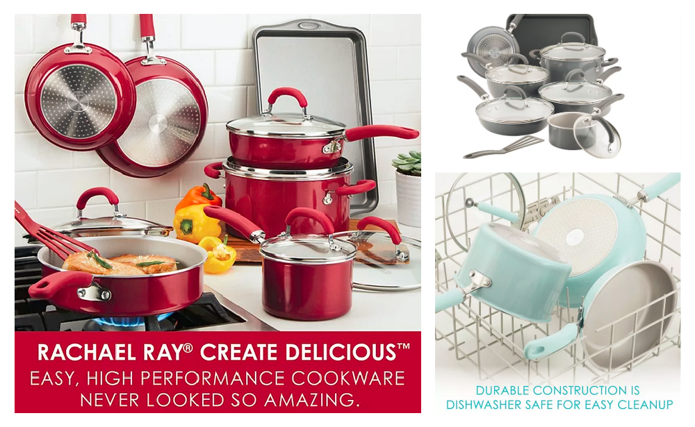 Rachael Ray Create Delicious 13 pc Aluminum Nonstick Cookware Set 33 
