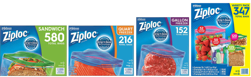 Ziploc Variety Pack - 54 Freezer Quart Bags - 38 Freezer Gallon Bags - 125 Sandwich Bags - 52 Storage Gallon Bags