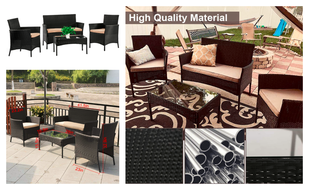 HOT Price + Coupon! FDW Patio Furniture Set 4 Pieces at Amazon
