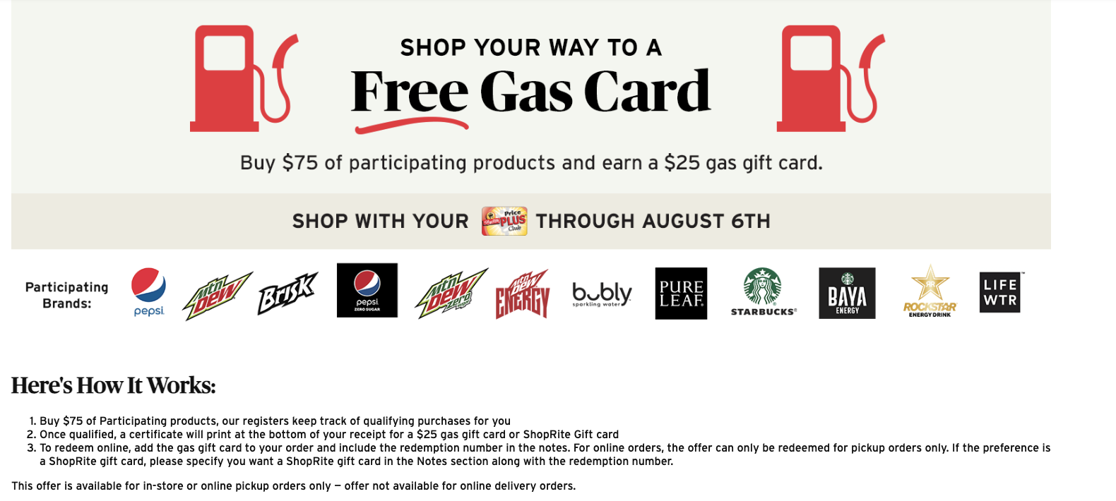 Hot ShopRite Pepsi Brands Deal! Earn a 25 Gas or ShopRite Gift Card