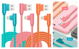 Extra 40% off iPhone Charger, 3 Packs 10FT 90 Degree Charging Cable MFi Certified (10FT) {Amazon}