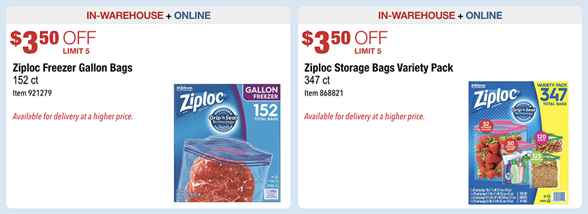  Ziploc Bags 52 Gallon, 50 Quart, 120 Snack, 125