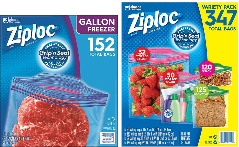 Ziploc Seal Top Freezer Bag, 2-Gallon, 10-count, 3-pack