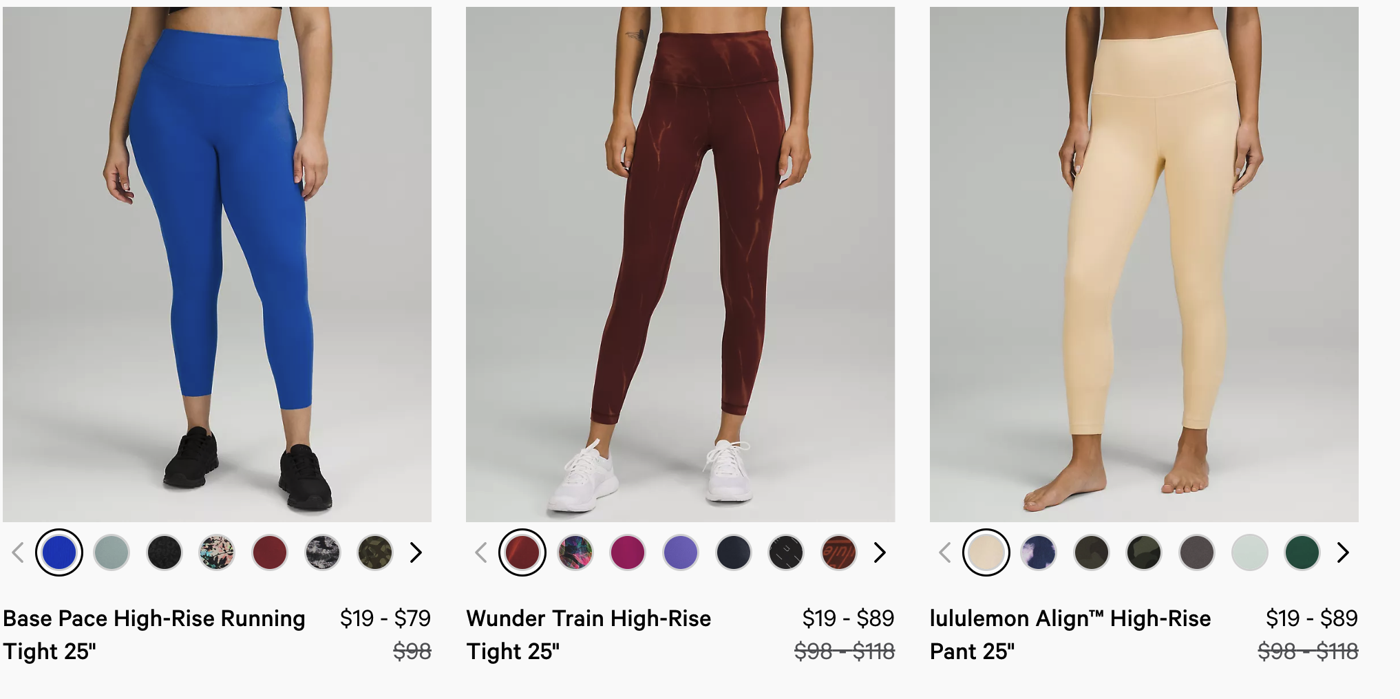 Lululemon Women's Leggings (Sizes 18 & 20) Many Colors at $19-$29 (Reg. to  $118)