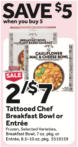 Tattooed Chef Veggie Hemp Bowl Frozen Meal 85 oz  Kroger
