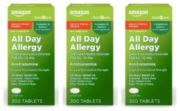 Stock Up Price! Amazon Basic Care All Day Allergy, Cetirizine Hydrochloride Tablets, 10 mg, 300 Count | Just $6.XX