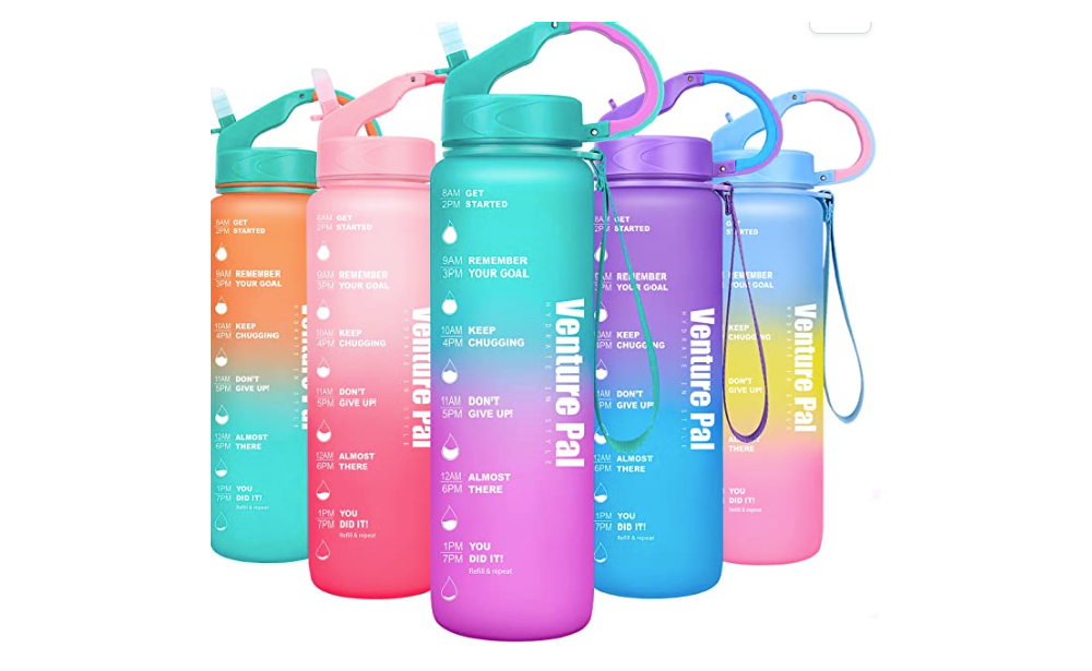Venture Pal 32oz Motivational Water Bottle with Straw & Time Marker 