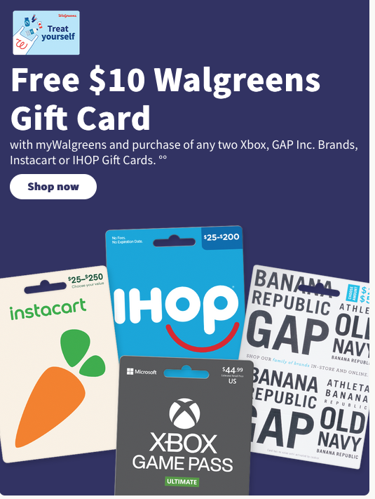 Free 10 Walgreens Gift Card with Select Gift Card Purchase! Living
