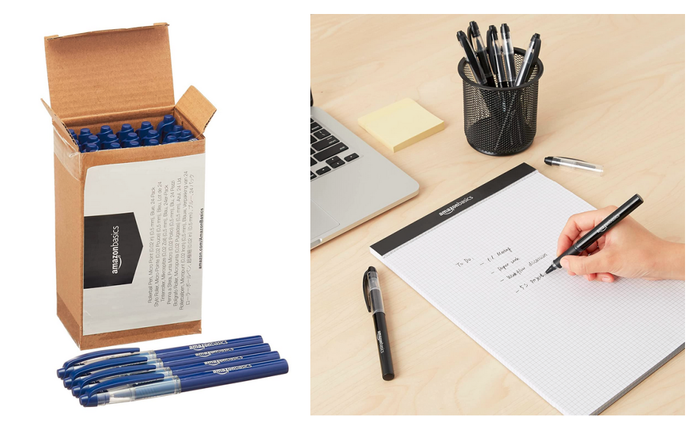Amazon Basic Pens 44% Off Amazon Basics Rollerball Pen, Micro Point (0.5mm), Blue, 24 ...
