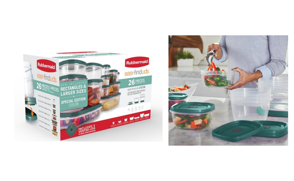 Rubbermaid EasyFindLids 26 Piece Plastic Food Storage Container Set