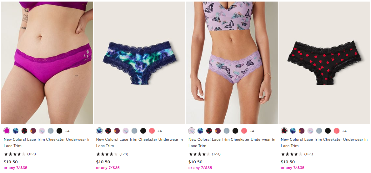 7 for $35 Panties at Victoria's Secret (Reg. up to $10.50 each)