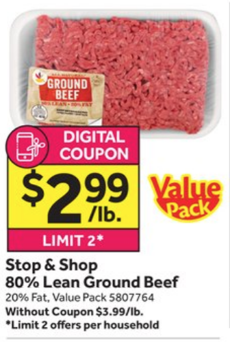 80% Lean Ground Beef $2.99lb at Stop &amp; Shop | JUST USE YOUR PHONE ...