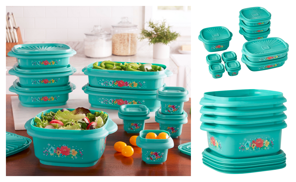 The Pioneer Woman 20 Piece Plastic Food Storage Container Variety