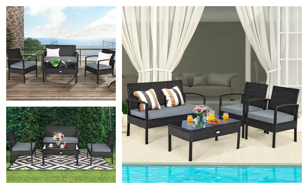 Costway 4PCS Outdoor Patio Rattan Furniture Cushioned Set Only 169.99
