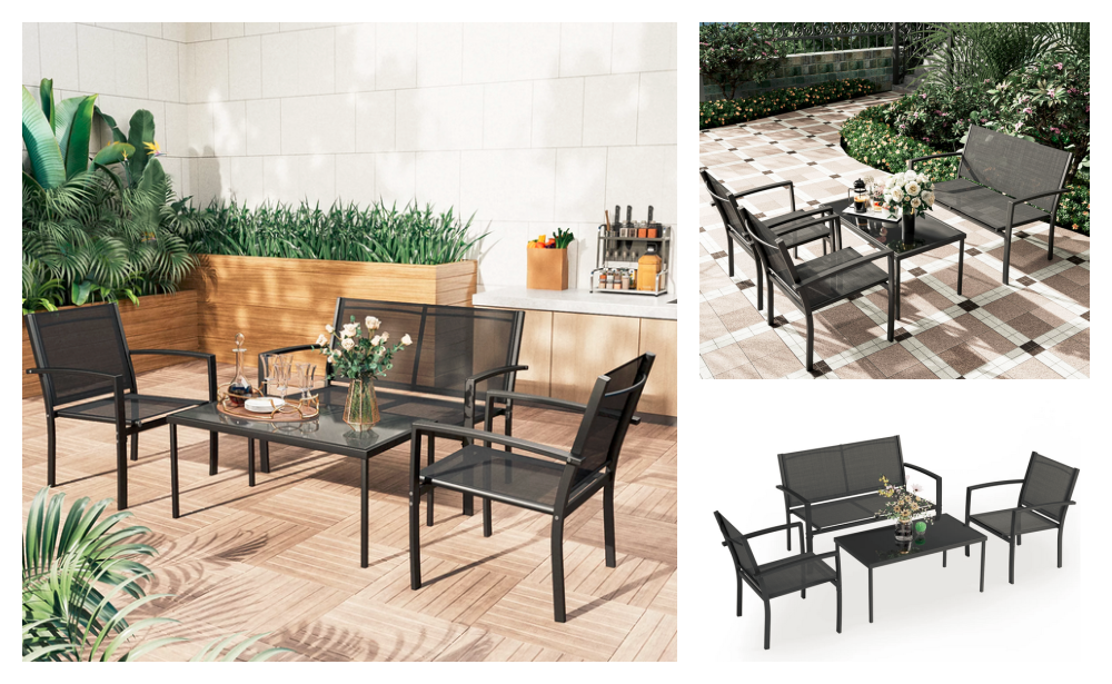 LACOO 4 Pieces Patio Modern Conversation Set as low as 124.99 (Reg