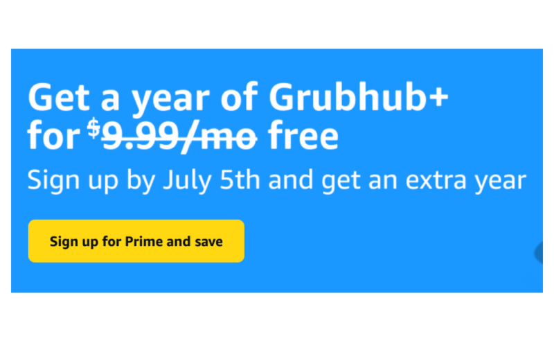 Prime Exclusive Grubhub+ Offer