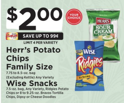 Stockup Time! Herr’s Potato Chips &amp; Wise Snacks Just $2.00 {No Coupons ...