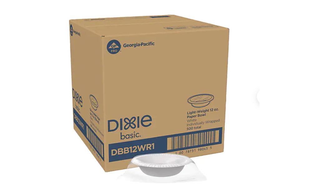 Dixie Basic Individually Wrapped Paper Bowls, 12 oz. 500 Plates/Case