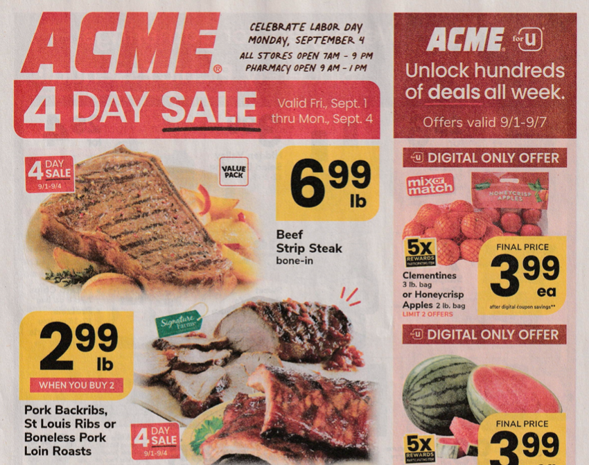 Acme Ad for the Week of 9/1/23 Living Rich With Coupons®