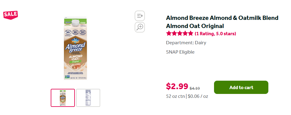 Almond Breeze Almond &amp; Oatmilk Blend as low as $1.49 at Stop &amp; Shop ...